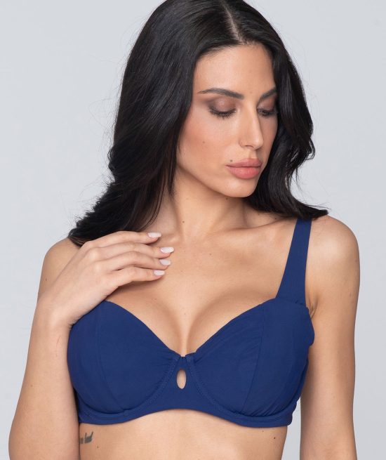 Blue Sense 91940 unpadded big size balconette & 91932 ruched side bottom blue front bra close cut