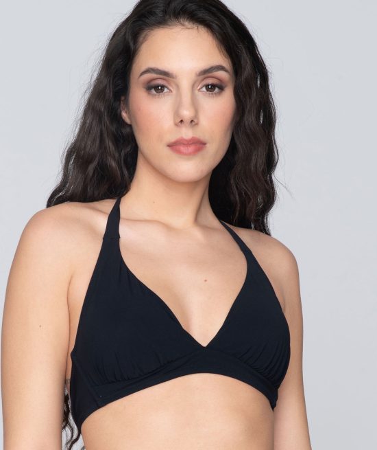 Blue Sense 92057 triangle with cup & 91928 side tie bottom black front bra close cut