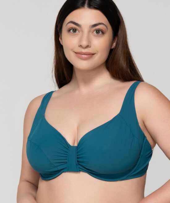 Blue sense 91927 unpadded big size balconette & 91932 ruched side bottom petrol front