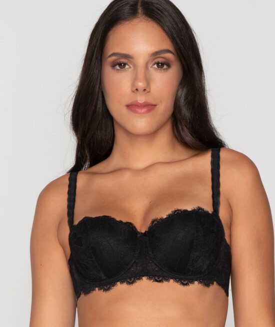 Orchidea 14093 balconette & 24090 brazilian brief black front close cut