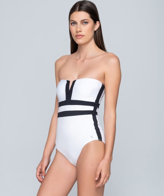 Iconic 94105 strapless swimsuit with removable cup white side