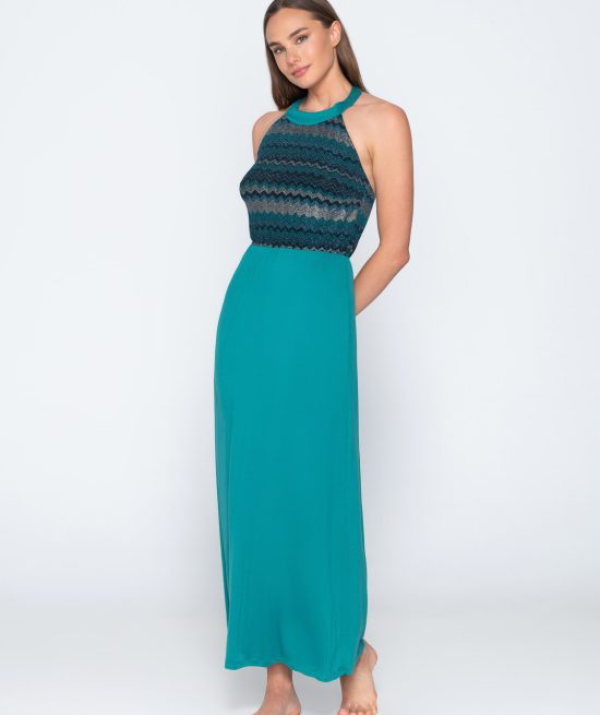 Topaz 94030 long dress green front