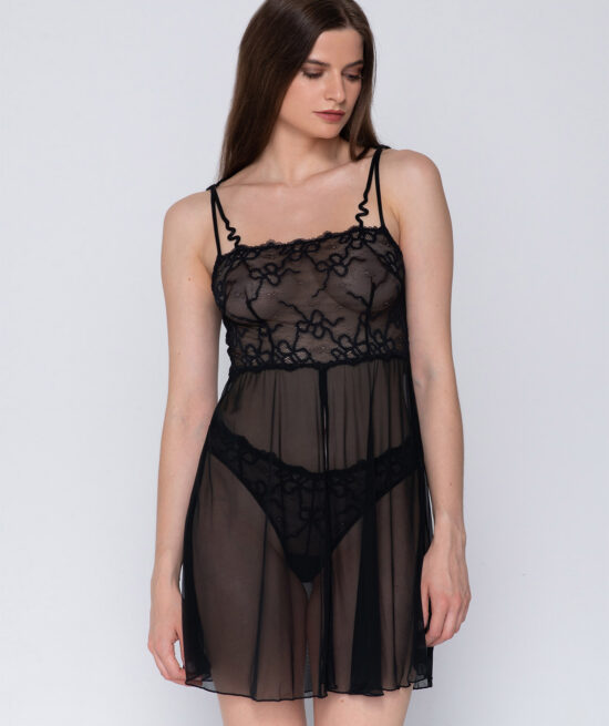 Daisy 85241 babydoll & 25241 brazilian black front