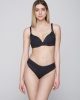 Callista 94071 balconette with molded cup & 94075 ruched bottom black front