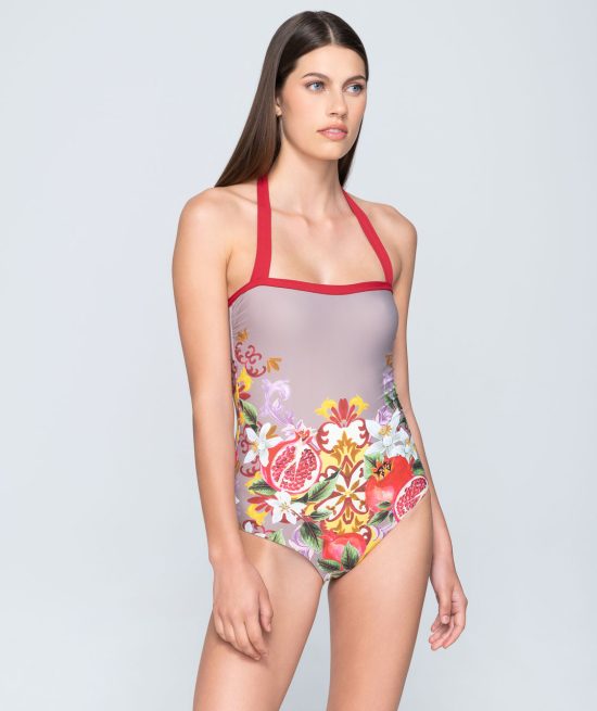 Granada 93969 strapless swimsuit with removable cup red front