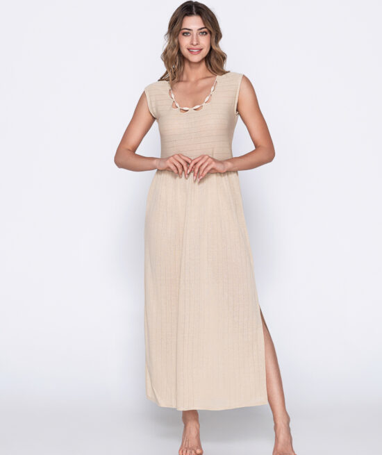 Hera 91151 long dress beige front 2