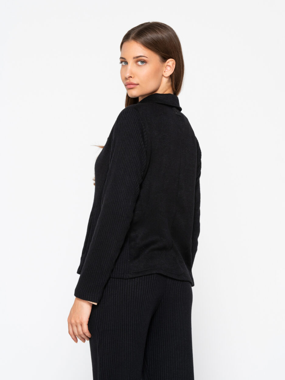 スーツ CO Women Outer 6863BHTCPS24 001 Black Connected rib blazer with soft texture - Luna Splendida