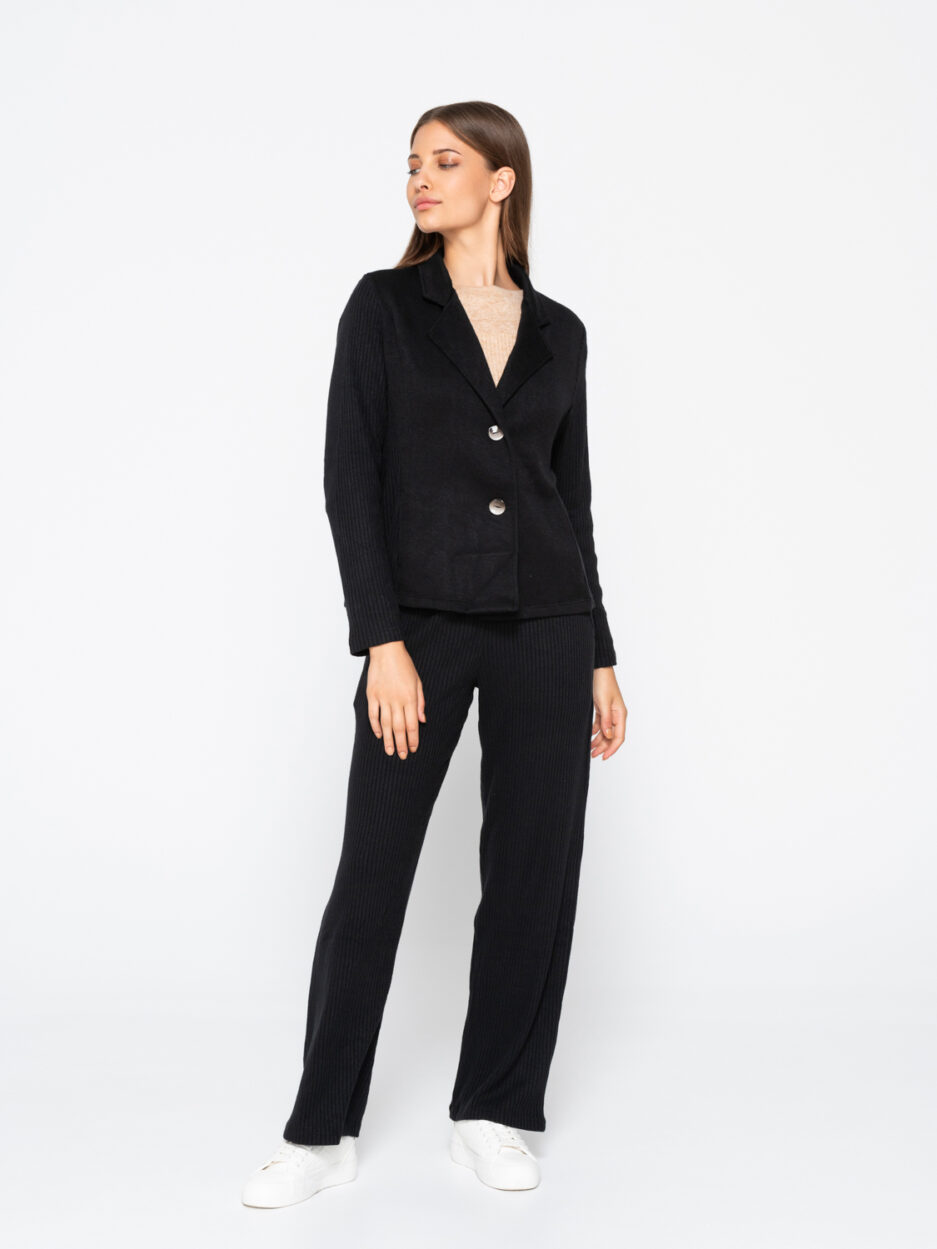 スーツ CO Women Outer 6863BHTCPS24 001 Black Connected rib blazer with soft texture - Luna Splendida