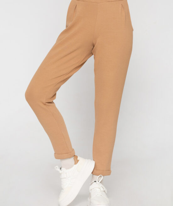 Inspired 7093 high waisted chino pants camel front