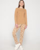 Inspired 7112 boatneck tshirt camel & 7132 high waisted sweatpants camel front