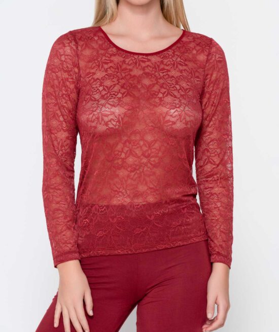 Micro Touch δαντελωτή μπλούζα με μακρύ μανίκι