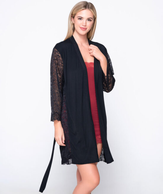 Micro Touch 84526 lace kimono black front