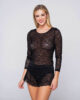 Micro Touch 84552 lace t shirt with long sleeves & 84521 lace shorts black front