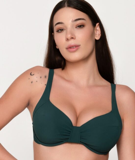 Blue Sense 91927 unpadded big size balconette pine green close cut