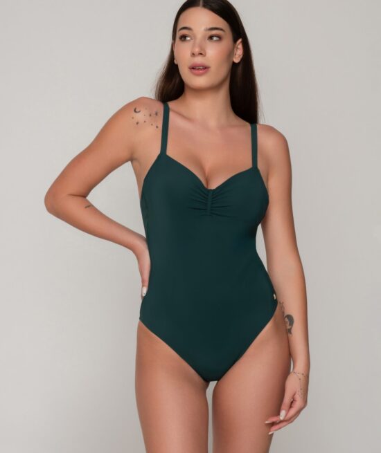 Blue Sense 92065 swimsuit underwired pine green front