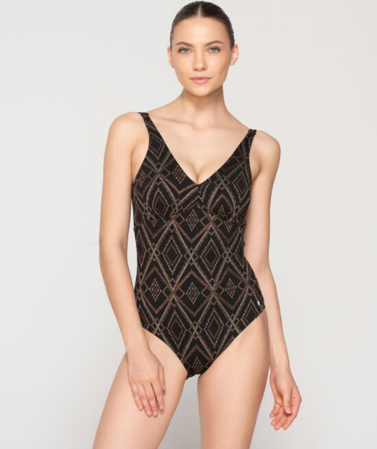Manhattan 94333 swimsuit with molded triangle cup black close cut
