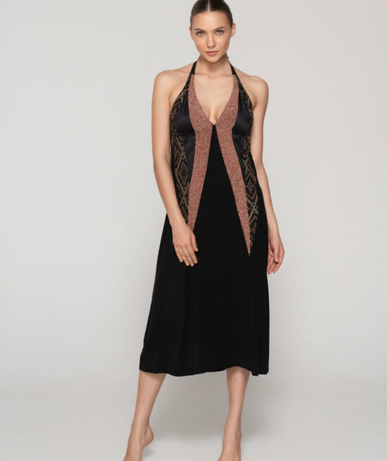 Manhattan 94335 long v neck dress unique close cut