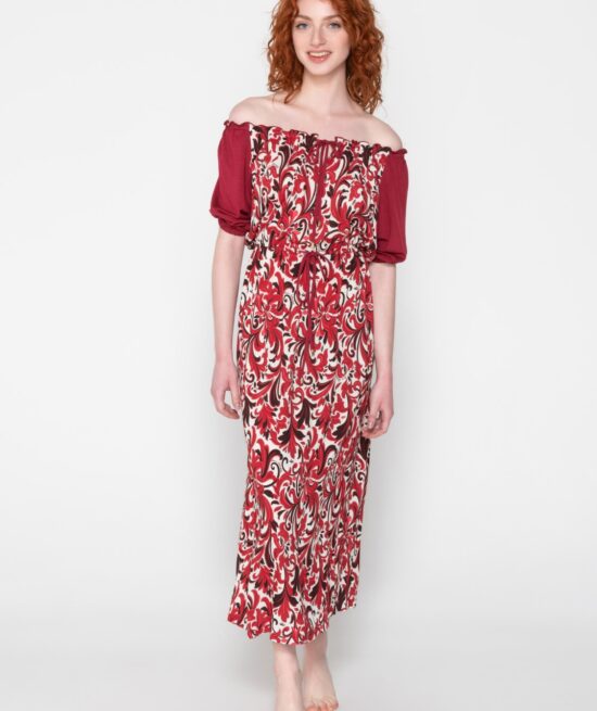 Nerida 94271 long dress red close cut