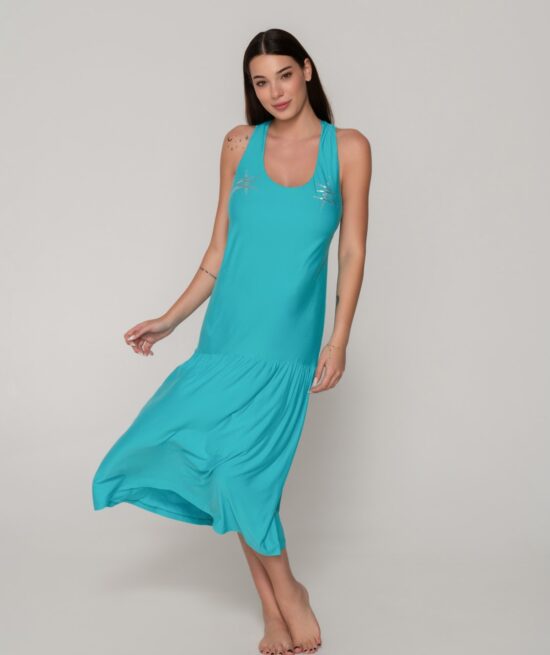 Polly 94248 long dress acqua close cut