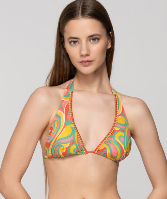 Drop 94611 triangle with removable cup & 94615 side tie bottom coral front