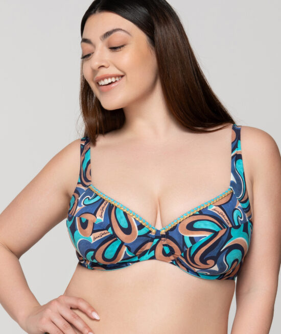 Drop 94613 unpadded big size balconette & 94616 ruched bottom 5cm blue front