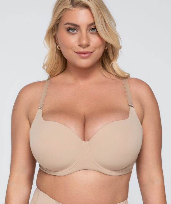 Secret sense 11026 molded balconette & Sculpt 25129 maxi brief shaper beige front