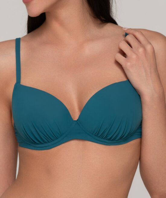 Blue sense 92058 balconette with molded cup & 91932 ruched side bottom petrol close cut