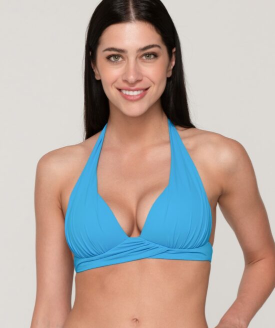 Blue sense 92060 full cover triangle & 92064 ruched bottom cyan close cut