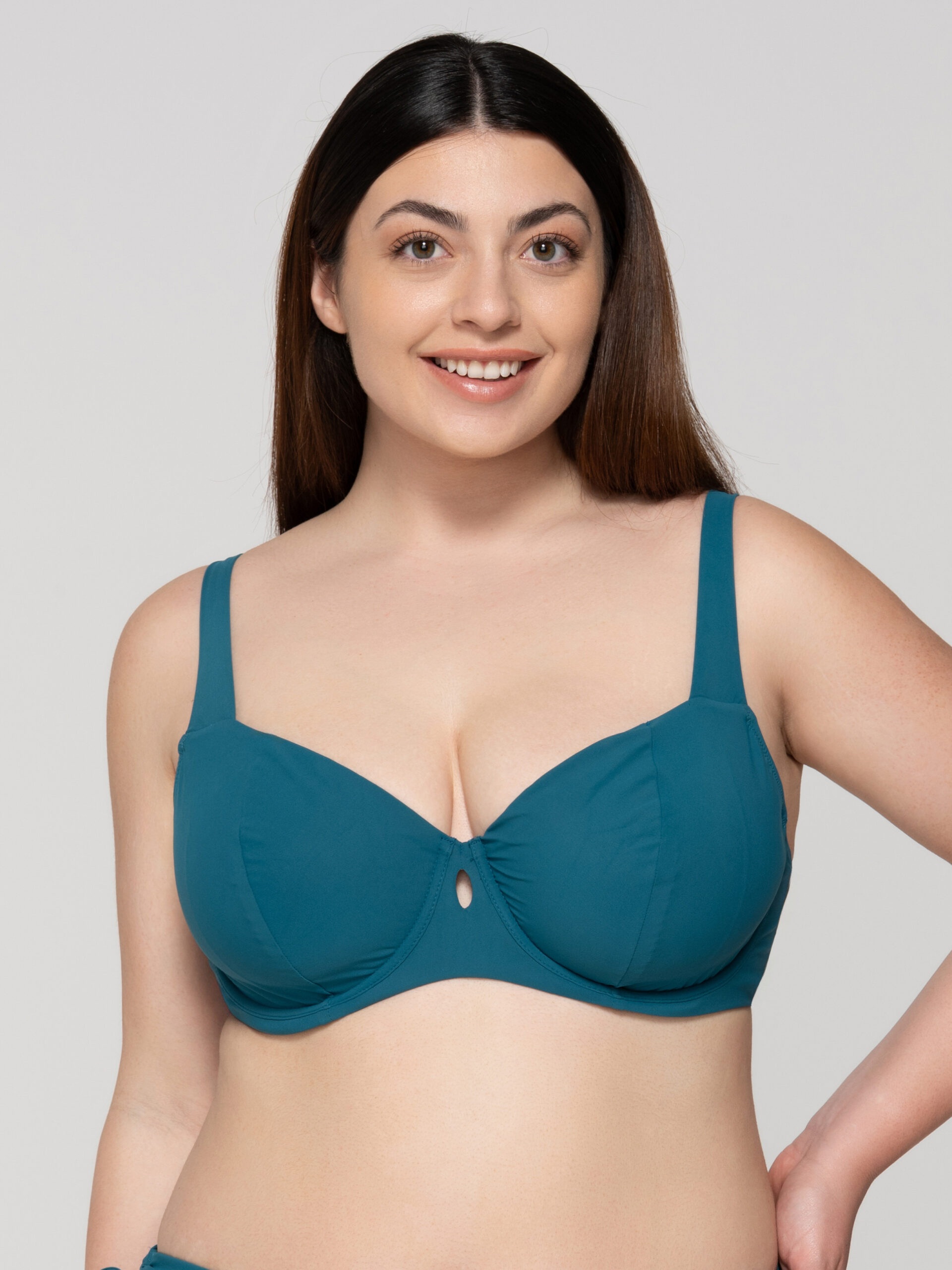 Blue sense 91940 unpadded big size balconette petrol close cut