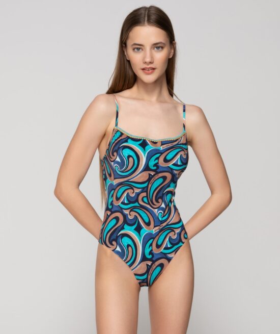 Drop 94618 swimsuit with removable cup blue front