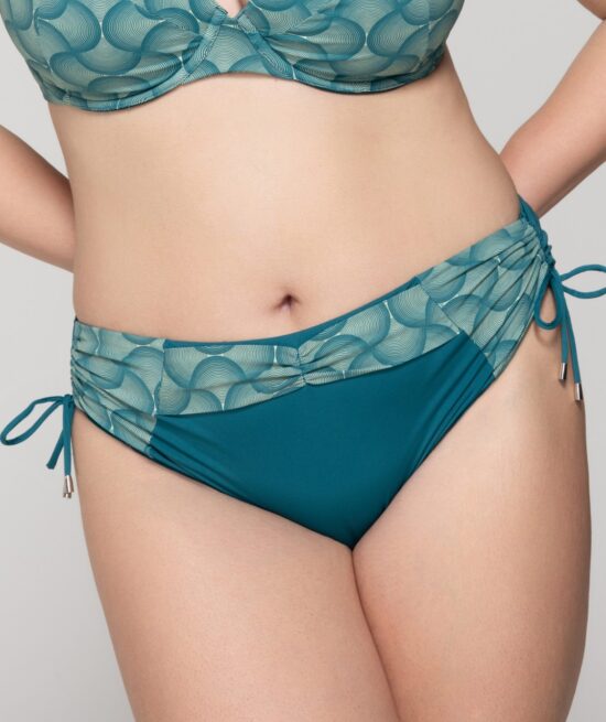 Retro 94596 ruched side bottom green close cut
