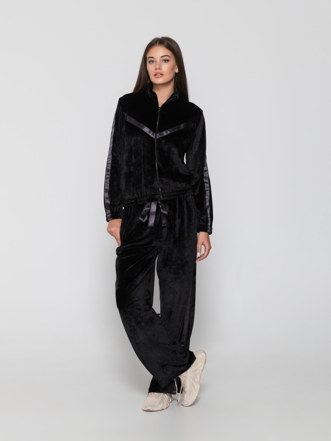 Devoted σετ φούτερ με φερμουάρ και φαρδύ παντελόνι